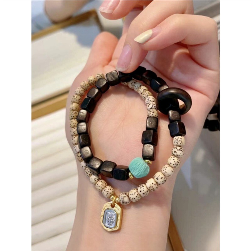 黑檀木搭配星月菩提子双圈女款手链搭配扎吉拉姆吊牌小红书同款