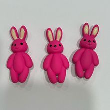 韩版亚克力橡皮可爱兔子背孔珠手感漆 头绳手机链DIY饰品配件