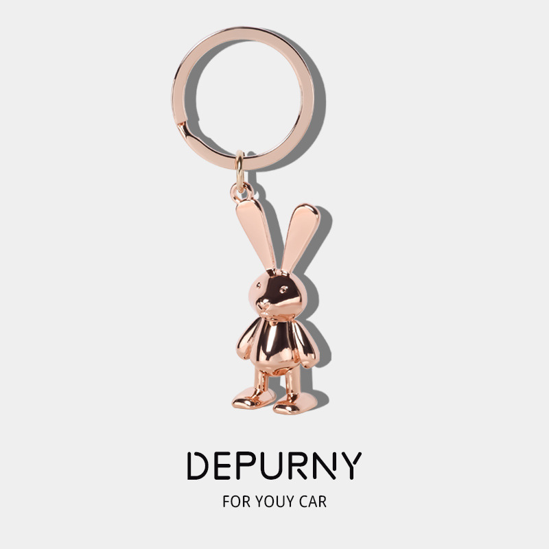 Metal Rabbit Pendant Rabbit Year Car Key Ring Couple Wholesale Cute Exquisite Bunny Key Ring Gift