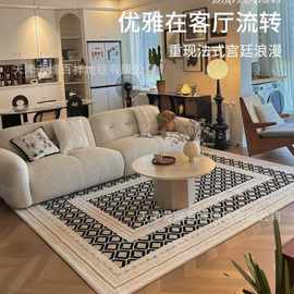 无胶防水客厅地毯中古风极简抗污卧室地垫高级床边抑菌地板环保