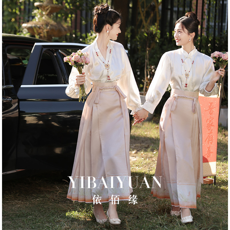 伴娘服2024新款姐妹团礼服平时可穿新中式旗袍马面裙汉服套装春季