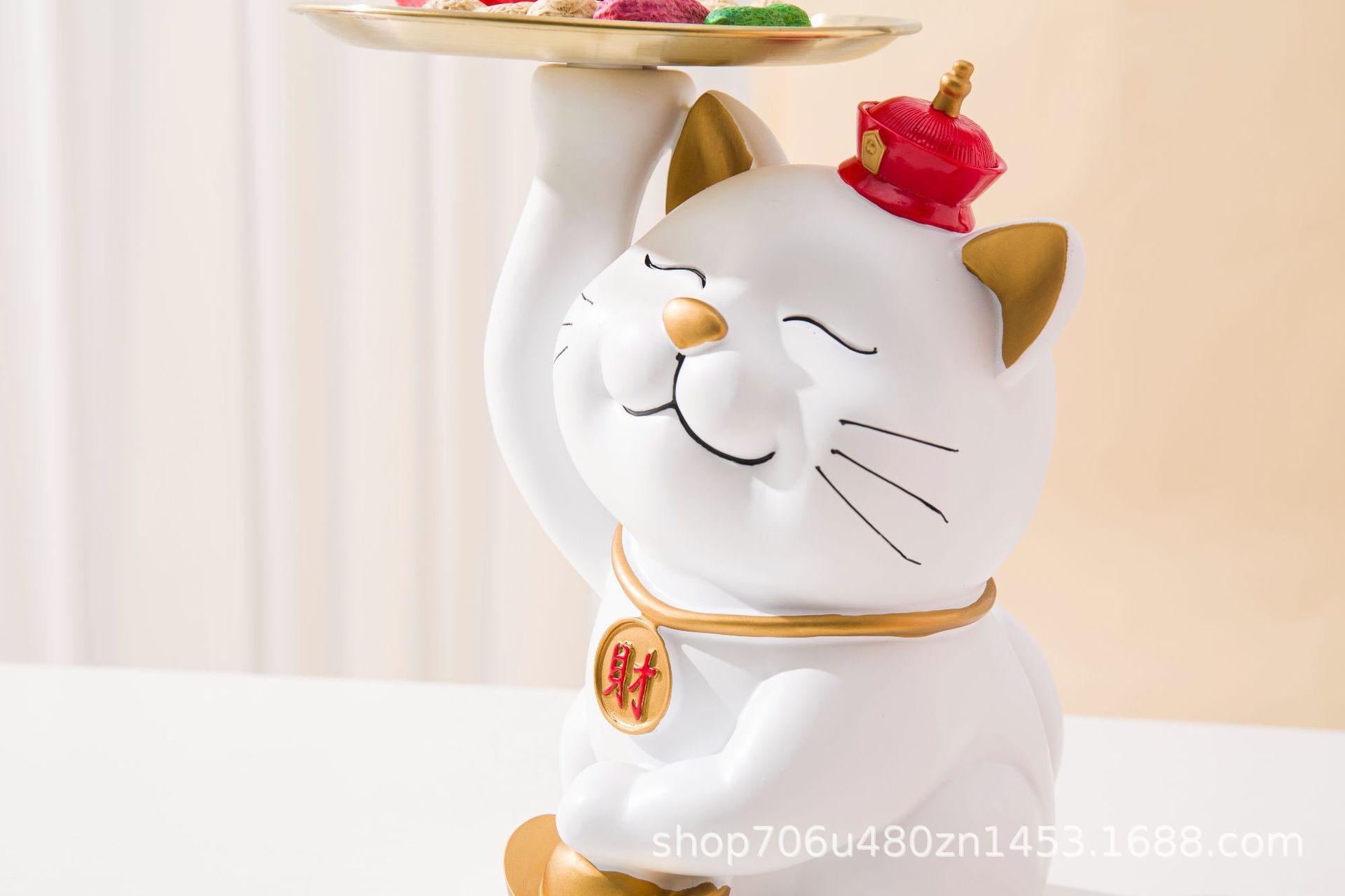 招财猫桌面ins风客厅装饰摆件鞋柜前台饰品开业送礼玄关钥匙收纳