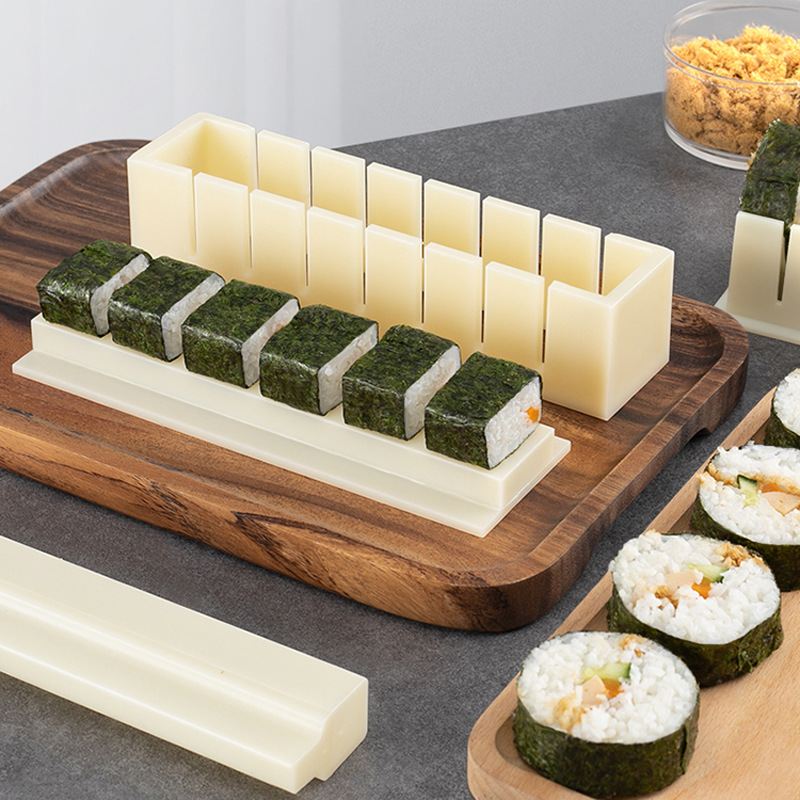 Sushi Mold Tool 3-Piece Set Seaweed Kimbap Grinding Tool Rice Roll Rice Material Package Horizontal round Sushi
