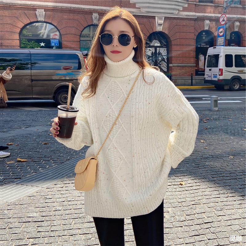 麻花套头毛衣女2021年秋冬韩版复古慵懒风宽松加厚外穿针织衫上衣