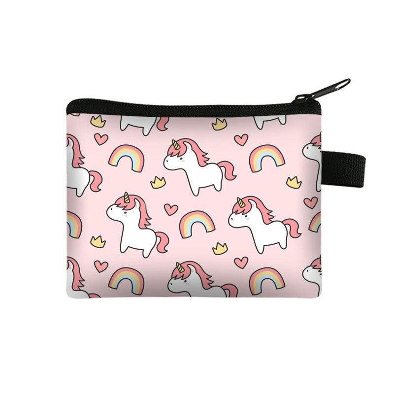 2022 New Unicorn Coin Purse Large Capacity Portable Card Holder Coin Key Storage Bag Polyester Small Square Bag