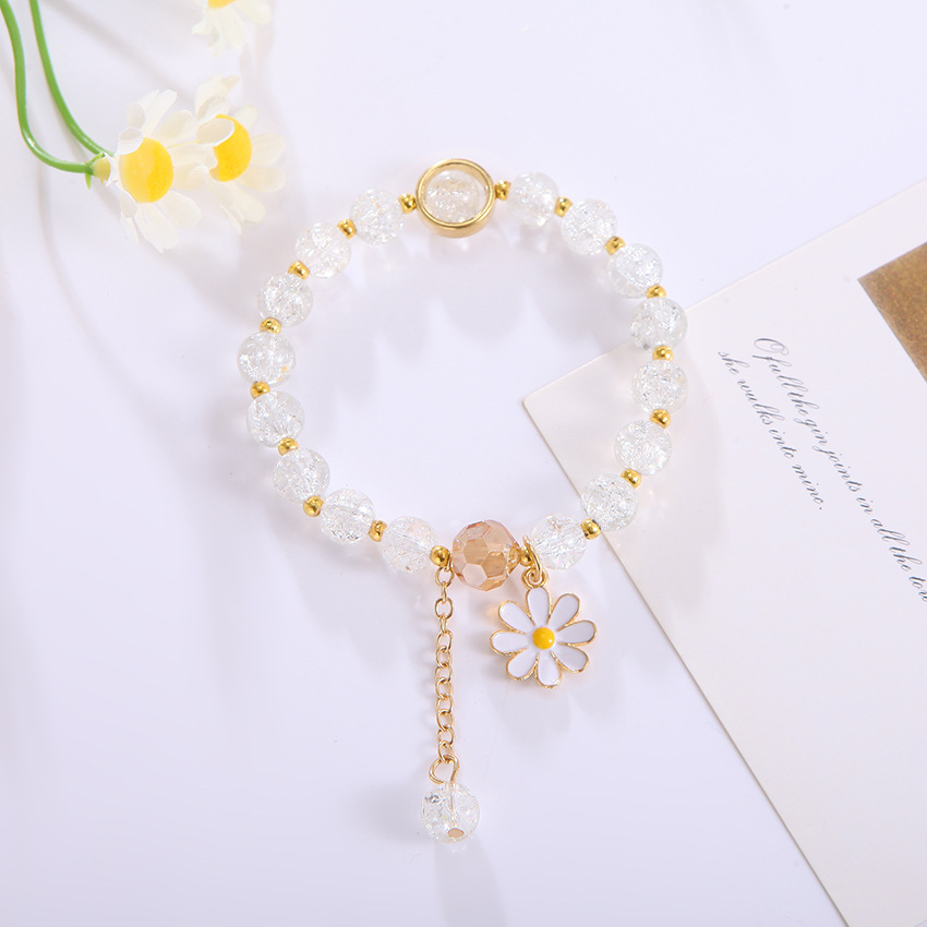 Flower Bracelet Ins Handmade Design Hot Flower Crystal Bracelet Korean Girl Personality Girlfriends Couples Bracelet Little Daisy