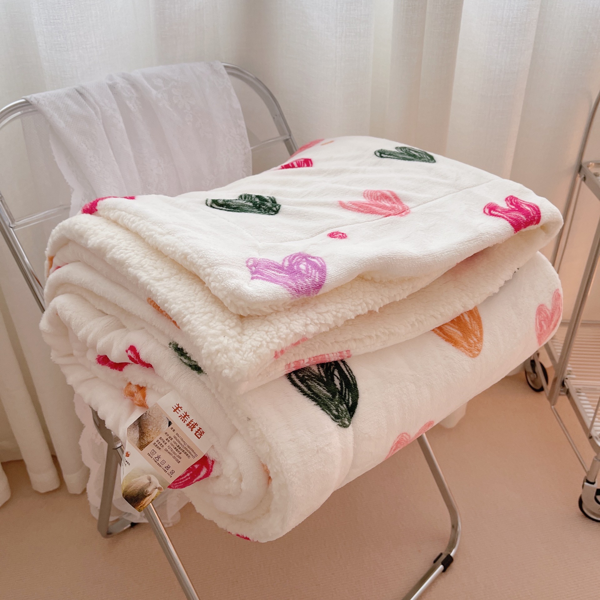 ins网红风 少女心法兰绒小毯子羊羔绒毛毯学生宿舍儿童盖毯珊瑚绒