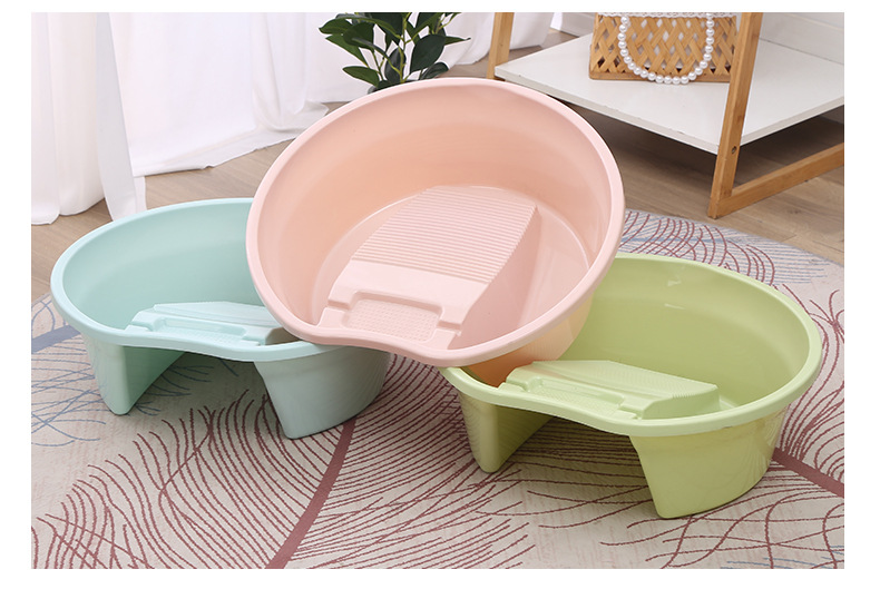 Supply Thickened Laundry Basin Washtub with Washboard Plastic Laundry Basin Laundry Basin Household Extra Thick Band Washboard Plastic Basin