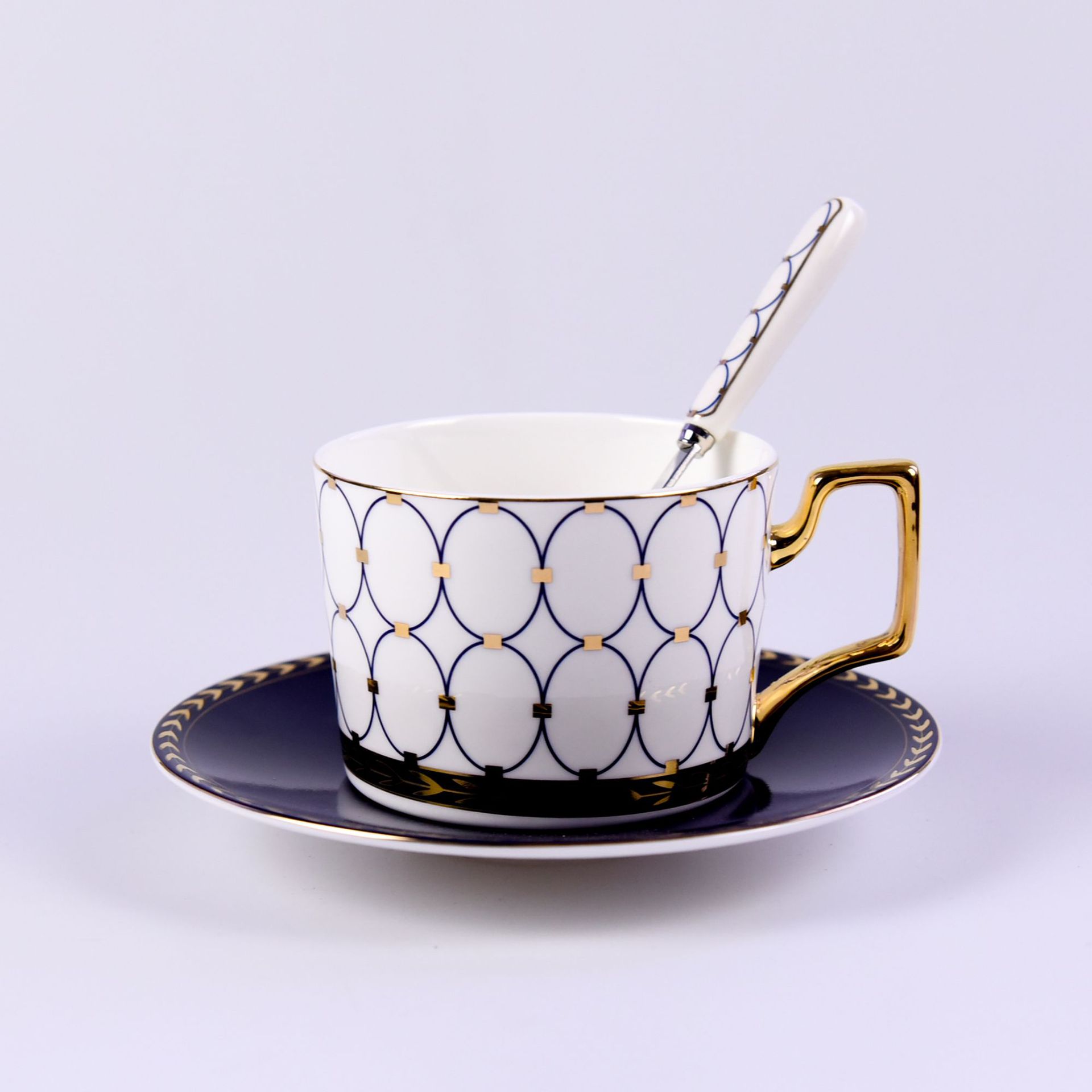 欧式骨瓷咖啡杯碟 花茶拉花杯 送礼北欧风可定 制 文字 图案