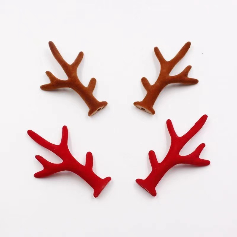 植绒小麋鹿角鹿耳朵diy手工发夹发饰装饰圣诞节头饰圣诞头箍材料