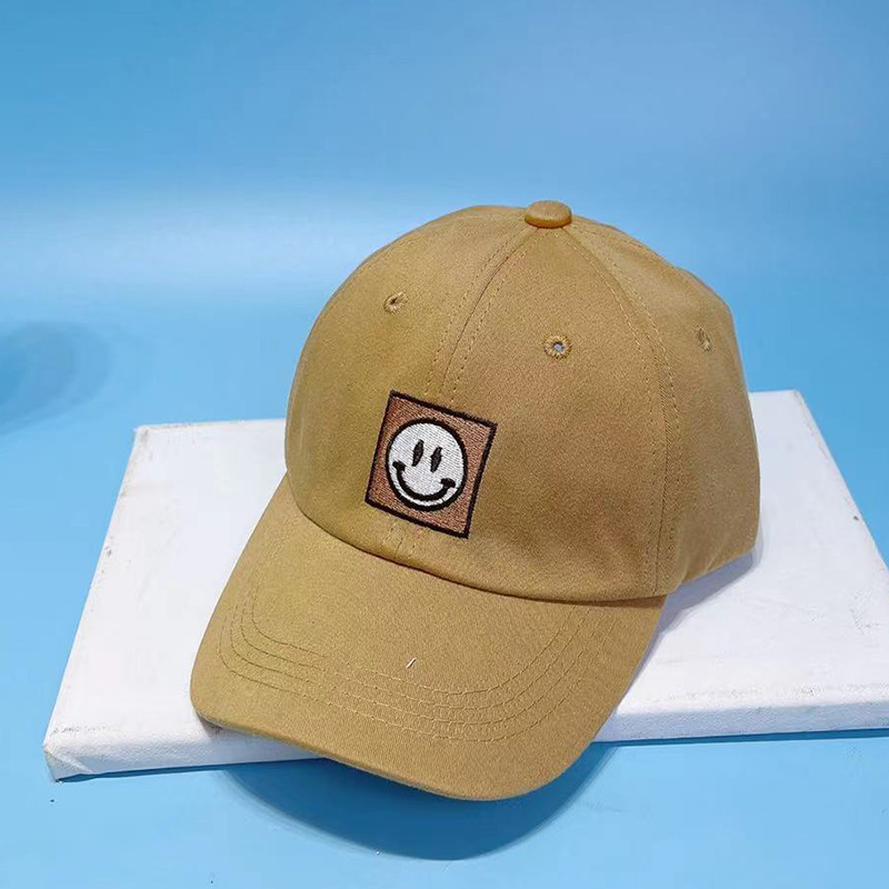 k1023 名顶儿童帽子 春季新款 刺绣方形刺绣笑脸棒球帽 中童鸭舌