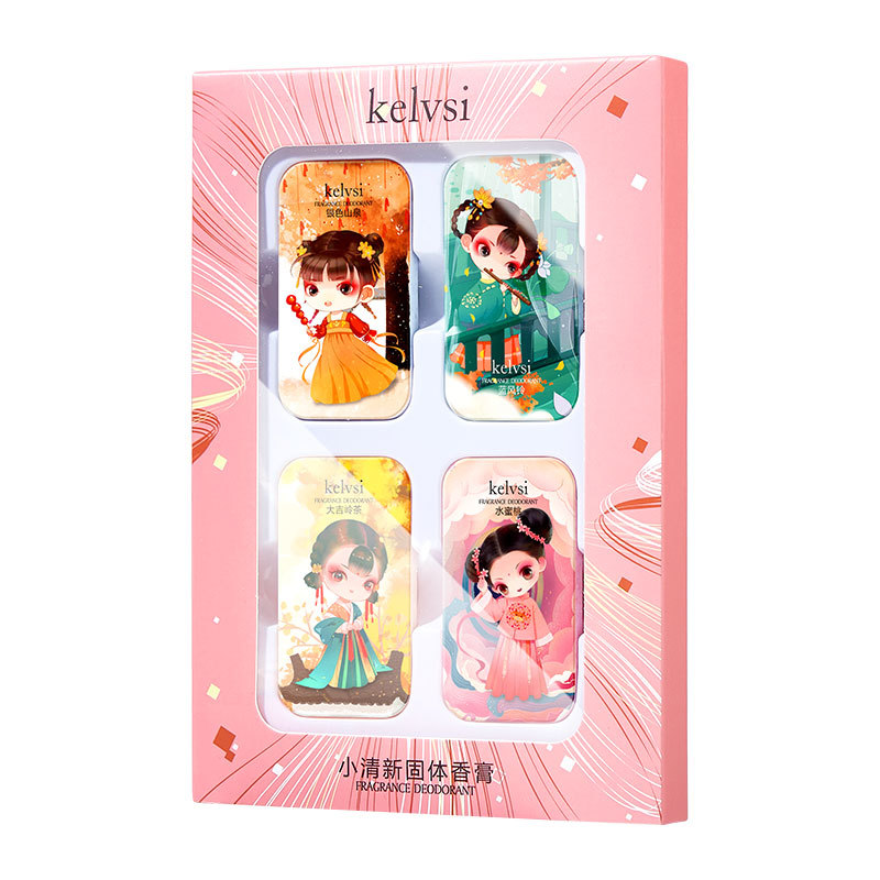 Keyousi Fresh Solid Balm Sets of Boxes Long-Lasting Light Perfume Peach Girl Fragrance Student Perfume Gift Box