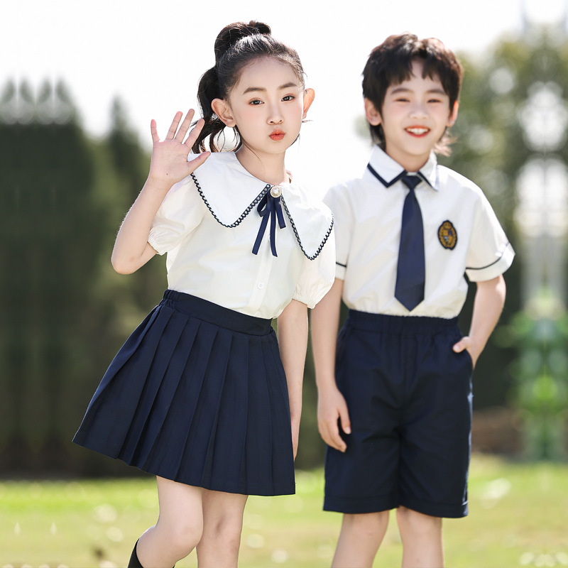 幼儿园园服夏装毕业照小学生校服班服夏季短袖套装六一儿童演出服