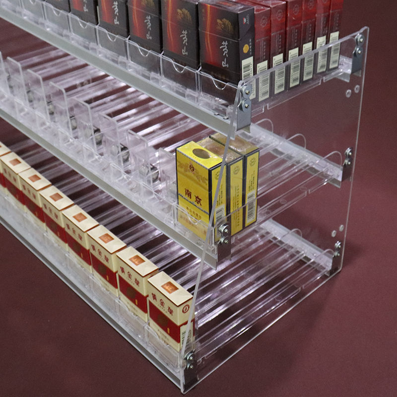 带推烟器烟架子超市便利店柜台桌面平放多层香烟展示架梯形售烟架