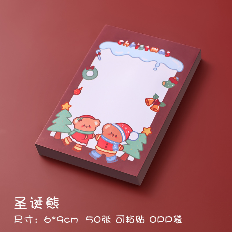 Cartoon Christmas Sticky Notes Student Message Memo Notepad Learning Office Notepaper Santa Claus Note Sticker