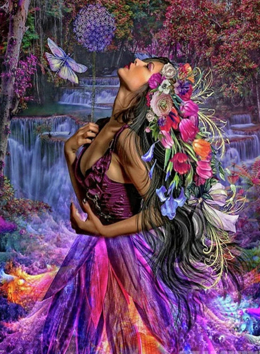 一件代发跨境外贸花仙子鲜花美女森林仙女钻石画定制diy