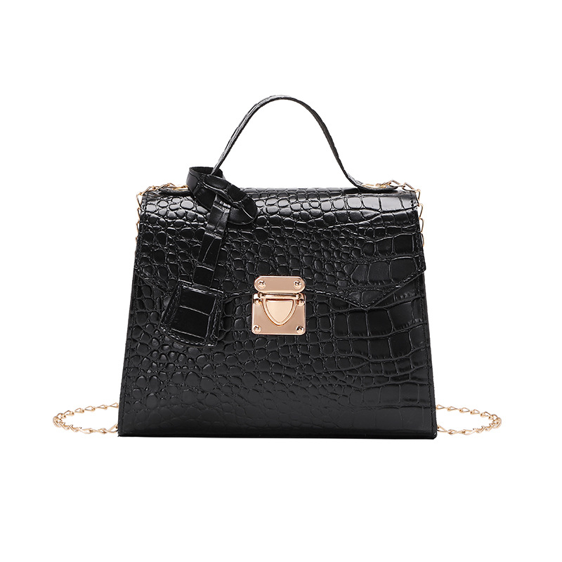 Crocodile Pattern Kelly Bag 2022ladies Hand Bag Simple Handbag Korean Retro Fashion Small Square Bag