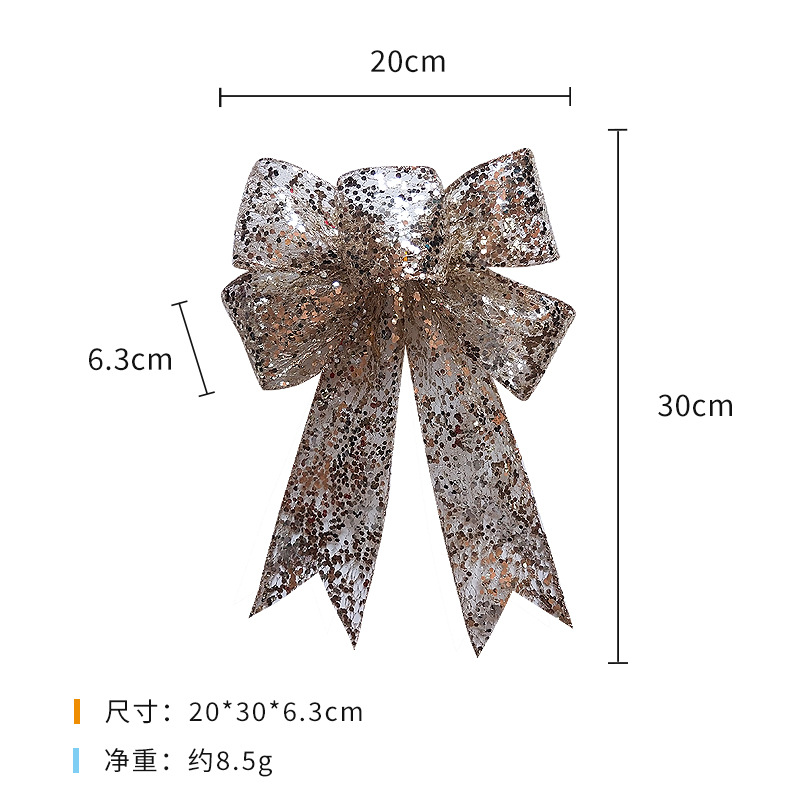 Christmas Bowknot Ribbon Mesh Finished Bow Christmas Diy Gold Sequins Decoration Braid Wholesale