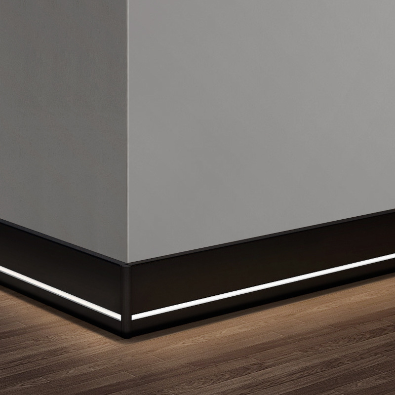 厂家直供发光踢脚线铝合金led灯带地脚踢脚板金属贴角展示装饰条