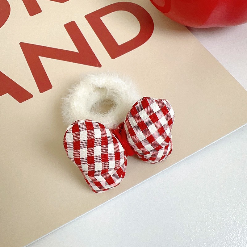 Girl's New Year Cartoon Bow Plush Sweet Hair Rope Hair Ring Cute Rubber Band for Bun Haircut Headband Hair Accessories Headdress