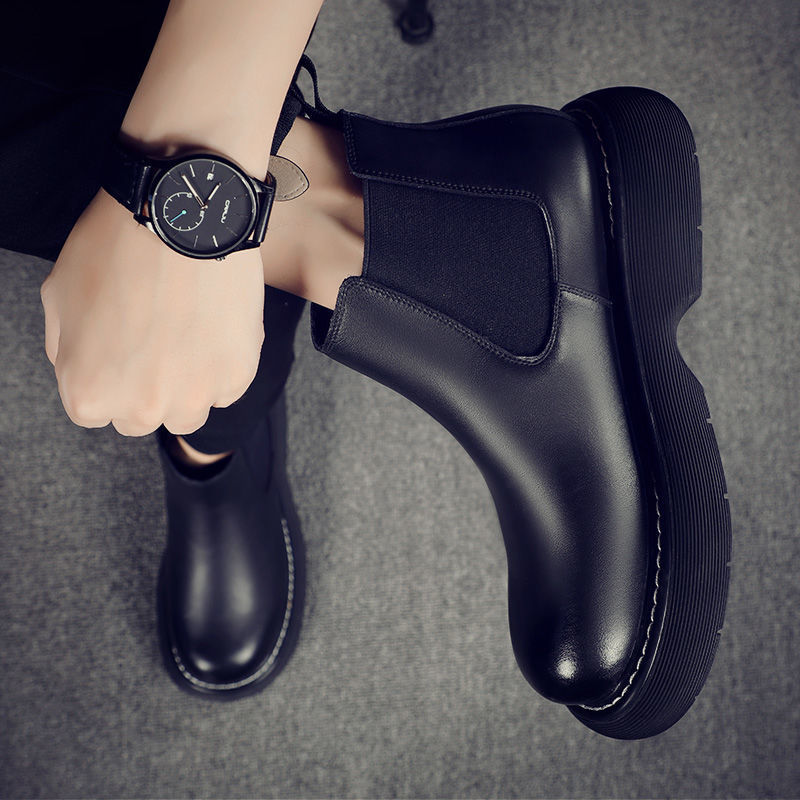 男鞋潮流帅气马丁靴男加绒2024新款休闲鞋男时尚百搭高帮鞋子