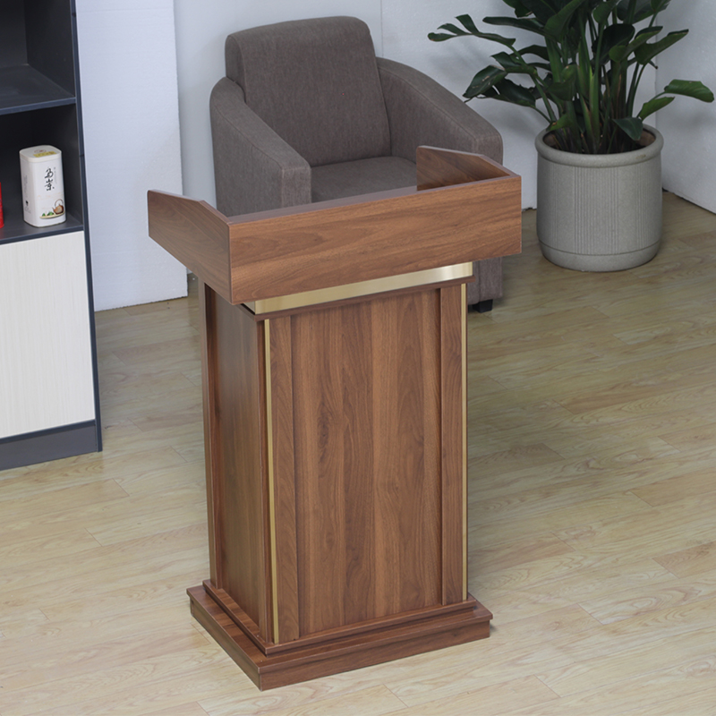 实木钛金装饰演讲发言席迎宾礼导购接待咨询台会议学校教师演讲桌