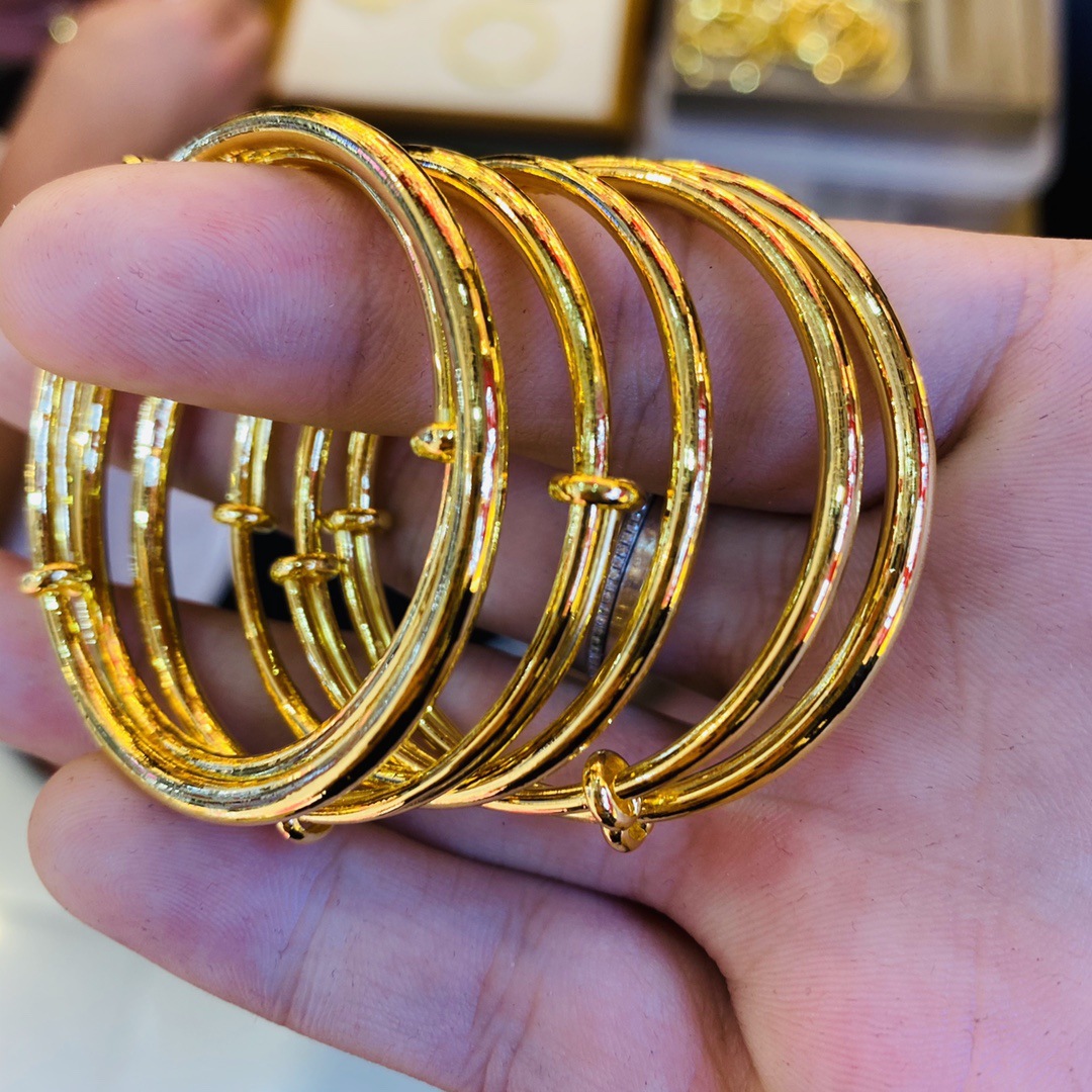 黄金手镯999足金光面儿童手镯开口纯金镯子实心金手镯活口可调节