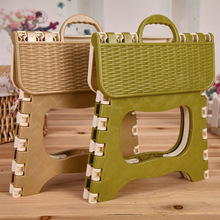 新款竹编塑料凳加厚版家用折叠凳换鞋凳便携户外钓鱼凳摆摊凳子