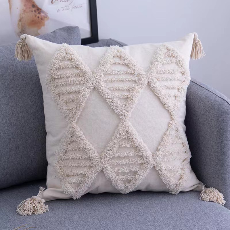 Modern Minimalist Nordic Style Tassel Pillow Home Couch Pillow Back Cushion Bohemian Tufted Pillow