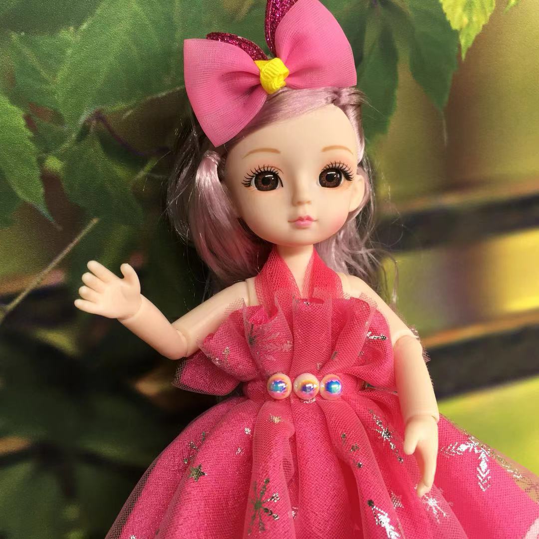 网红波浪发洋娃娃25厘米多关节仿真眼芭拉比萝莉公主玩偶娃娃挂件
