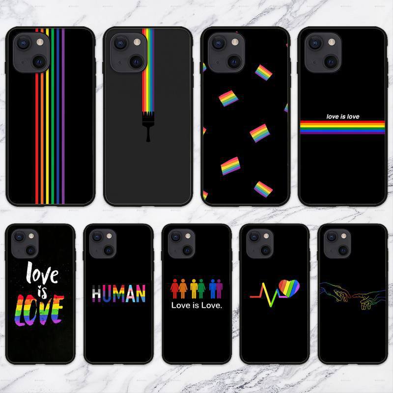 适用iphone15爱心笑脸彩虹小众手机壳love is love.-阿里巴巴