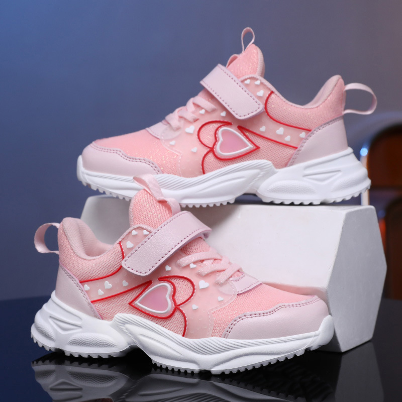 女童鞋子秋季儿童网面运动鞋粉色小女孩跑步鞋中大童跑步鞋公主鞋