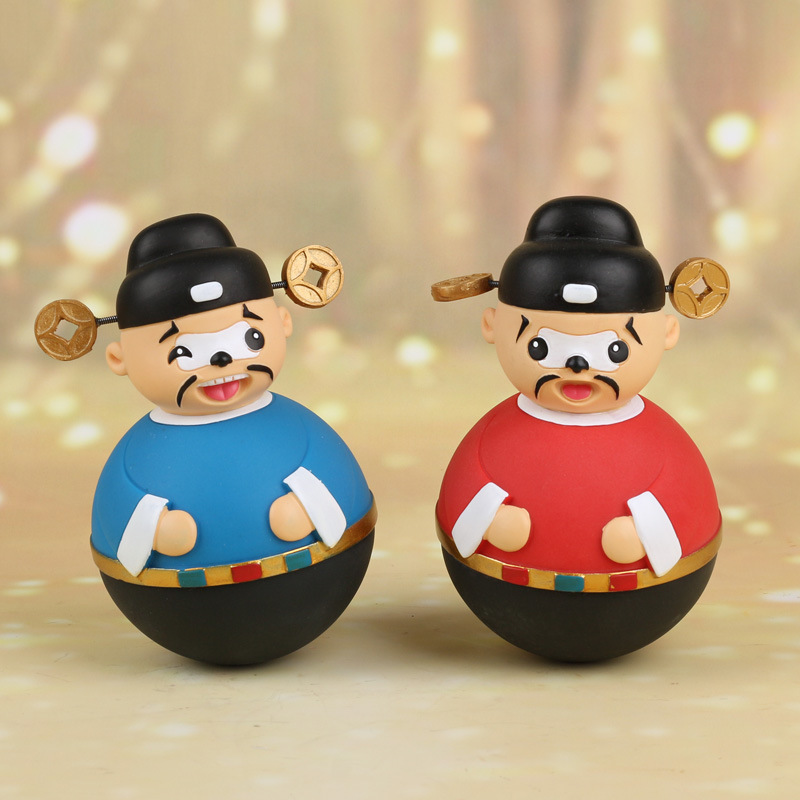 圣诞中国七品芝麻官不倒翁摆件家居饰品客厅摆设精品礼物儿童玩具