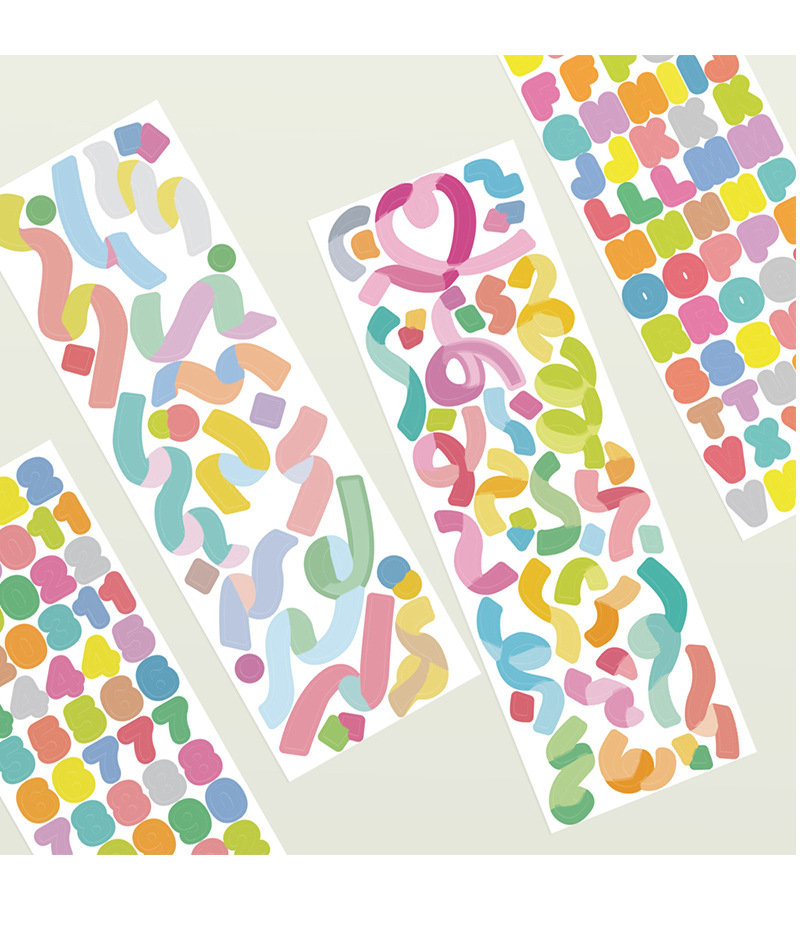 韩版ins风彩带贴纸咕卡手账素材字母数字丝带手帐贴纸儿童文具贴