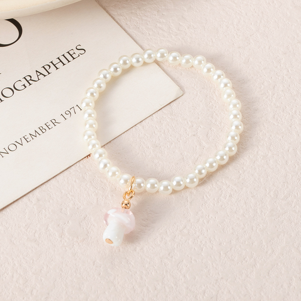 European and American Colored Mushroom Pearl Bracelet Female Bohemian Summer Fashion Commuter Female Bracelet