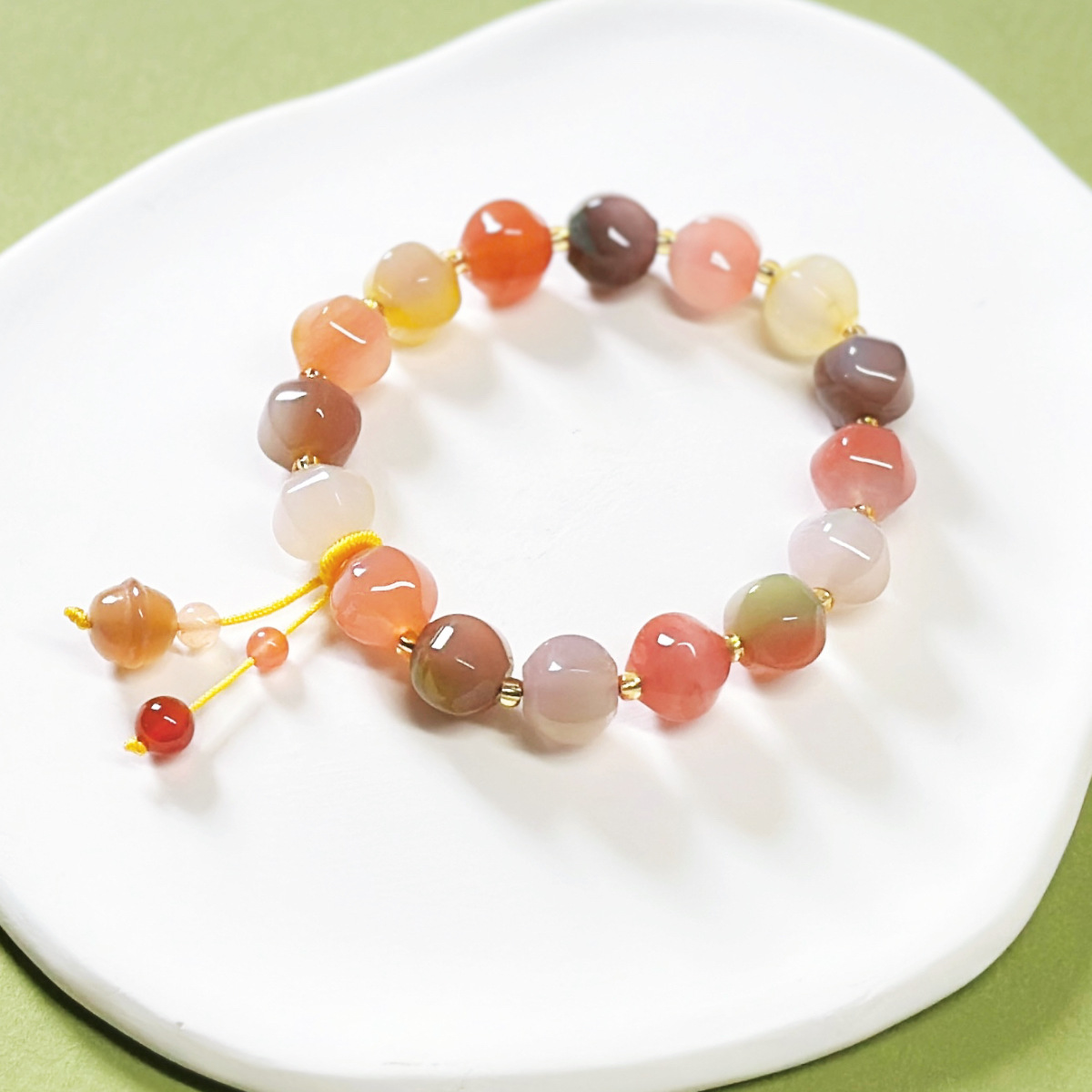 新中式切面盐源玛瑙彩色串珠手链轻奢小众设计高级手串送闺蜜手饰