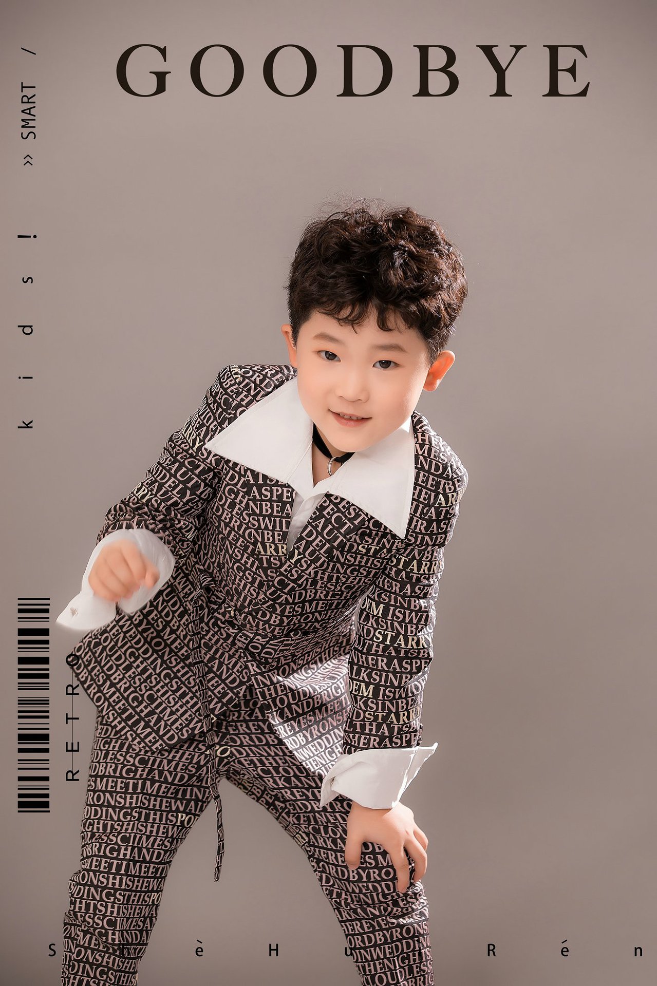 影楼潮童男孩写真男童艺术照模卡走秀演出服儿童摄影主题服装潮拍