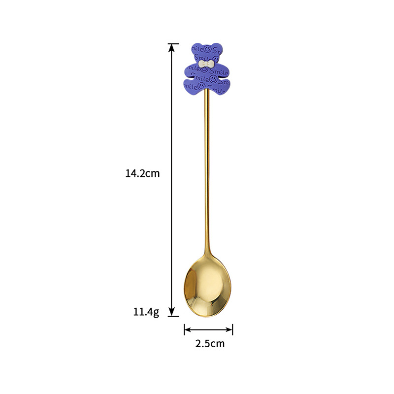 304 Stainless Steel Tableware Klein Blue Hotel Household Cartoon Dessert Spoon Coffee Spoon Factory Wholesale Spot