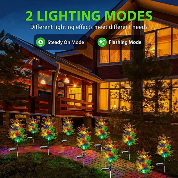 Outdoor Solar Led Four-Color Star Christmas Simulation Tree Ground Lamp Decoration Villa Garden Aisle Lawn Lamp