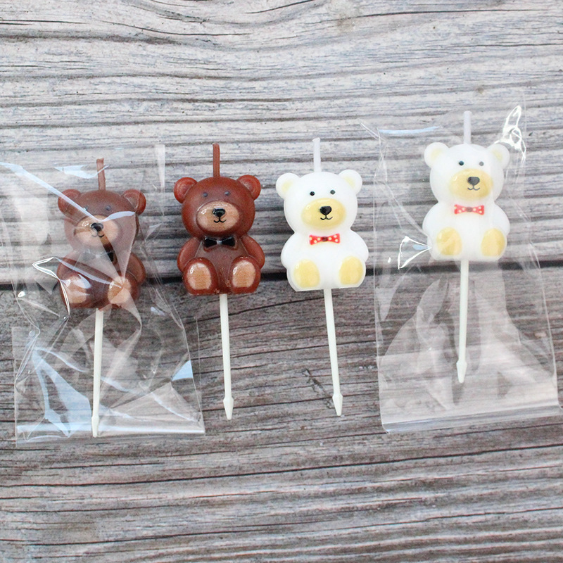 Bagged Cartoon Couple Little Bear Candle Ins Style Creative Candle Bow Tie Party Dress-up Supplies 