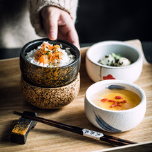 日式法海钵碗家用个性创意圆钵碗复古陶瓷汤碗小吃碗圆碟子米饭碗