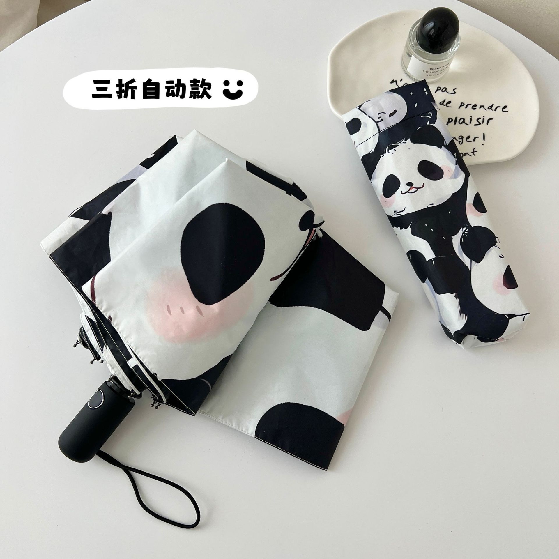 Cartoon Panda Umbrella Female Vinyl Sun Protective Uv-Proof Sun Umbrella Sunny and Rainy Dual-Use Ultra-Light Portable Folding Manufacturer