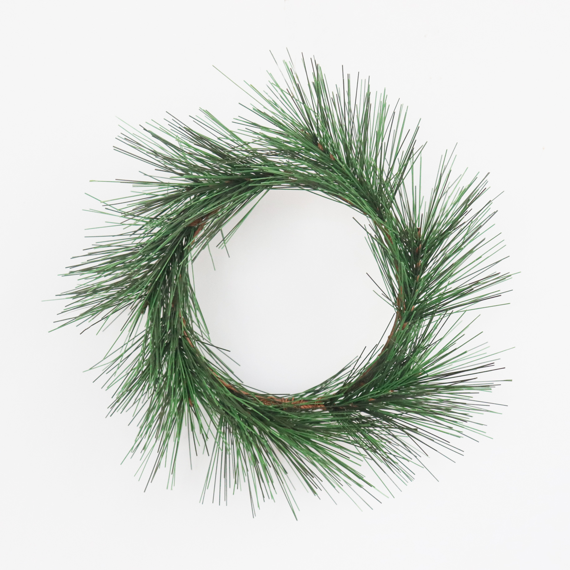 新款pvc仿真绿色松针蜡烛环圣诞花环门饰 22cm圣诞圈跨境壁橱装饰