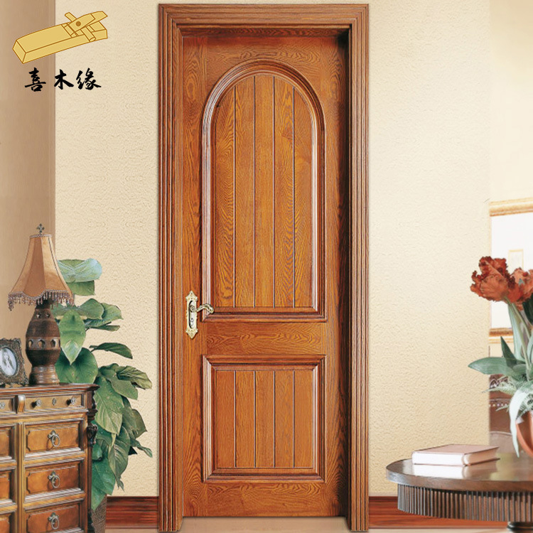 美式烤漆室内套装卧房简约乡村风格多层实木门 拱形门圆弧门