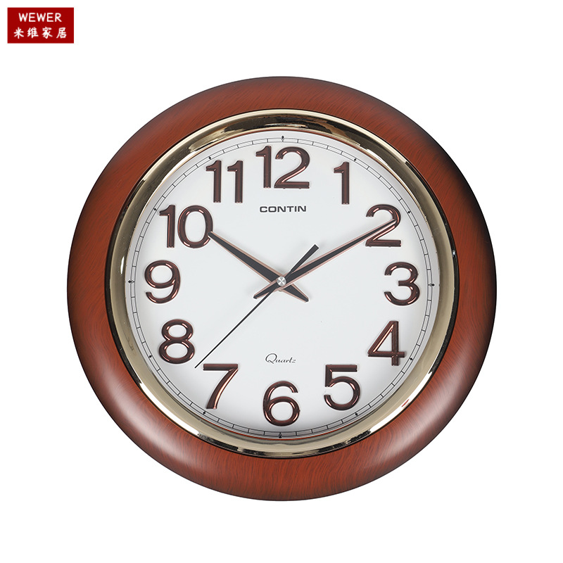 Kangtian Contin Wall Clock round New China Home Office Simple Clear Large Font in Stock Wholesale