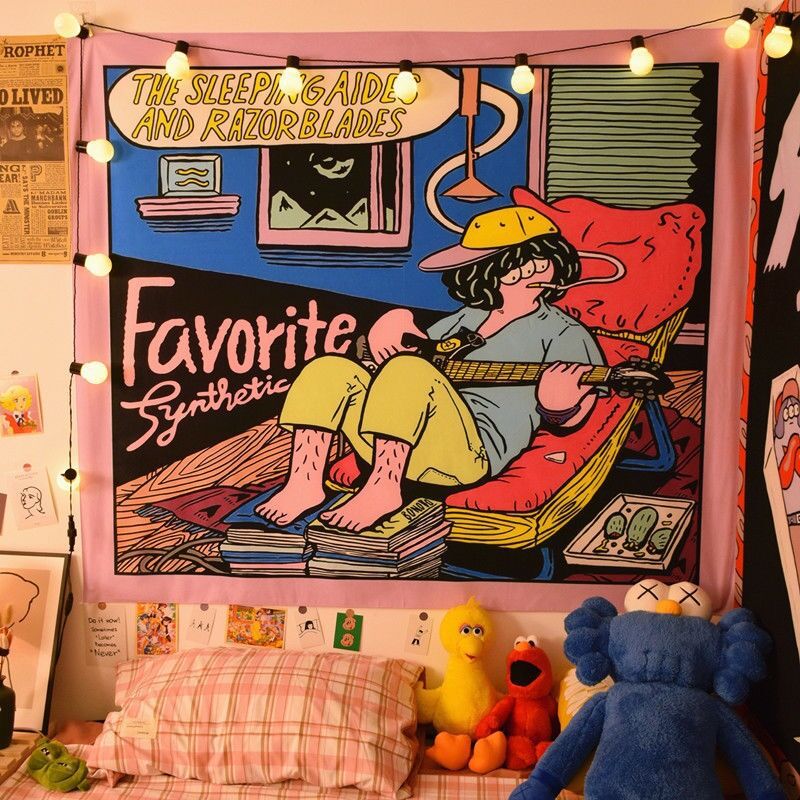 ins背景布史努比挂布可爱儿童卡通装饰墙布卧室宿舍床头房间布置