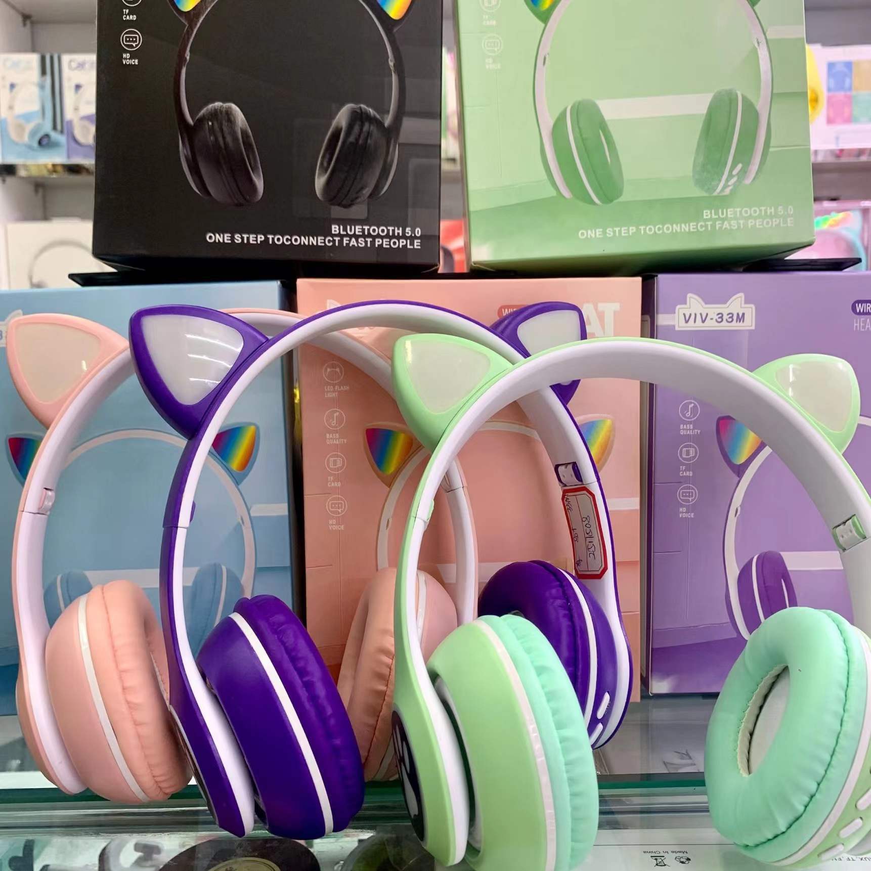 跨境新款jst-27蓝牙耳机独角兽发光立体音运动头戴式无线耳机