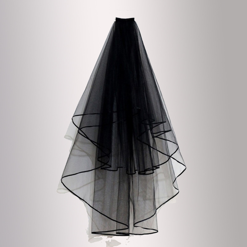 玛丽苏* 哥特头纱黑色头纱暗黑系洛丽塔头纱短款网红拍照道具ins