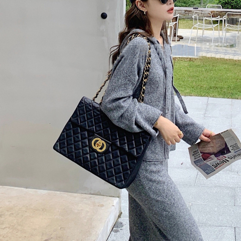 包包网红sr同款真皮菱格包时尚手提单肩斜挎女包大容量中古贝嫂包