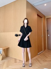 收腰黑色法式感连衣裙女2024夏新款小个子气质显瘦短裙